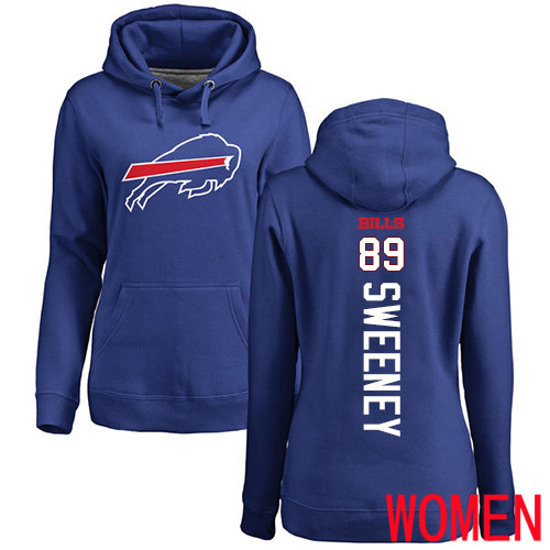 NFL Women Buffalo Bills #89 Tommy Sweeney Royal Blue Backer Pullover Hoodie Sweatshirt